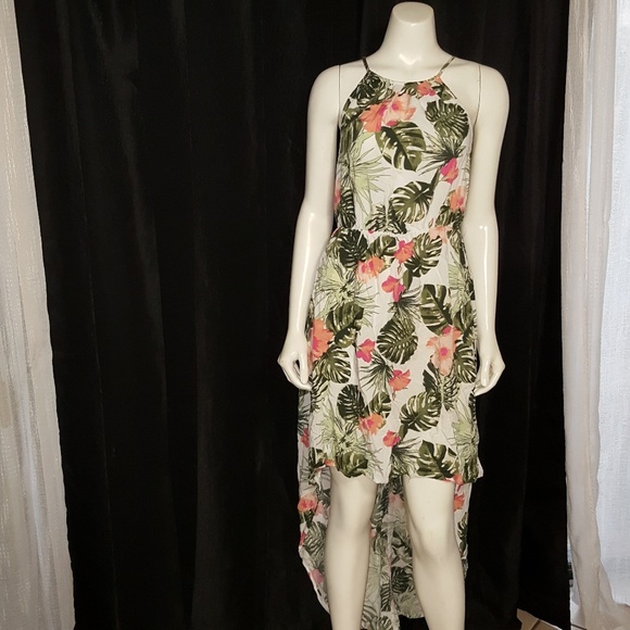 J for Justify Dresses & Skirts - Palm Branch White Fuisa & Orange Flower Dress Sz M